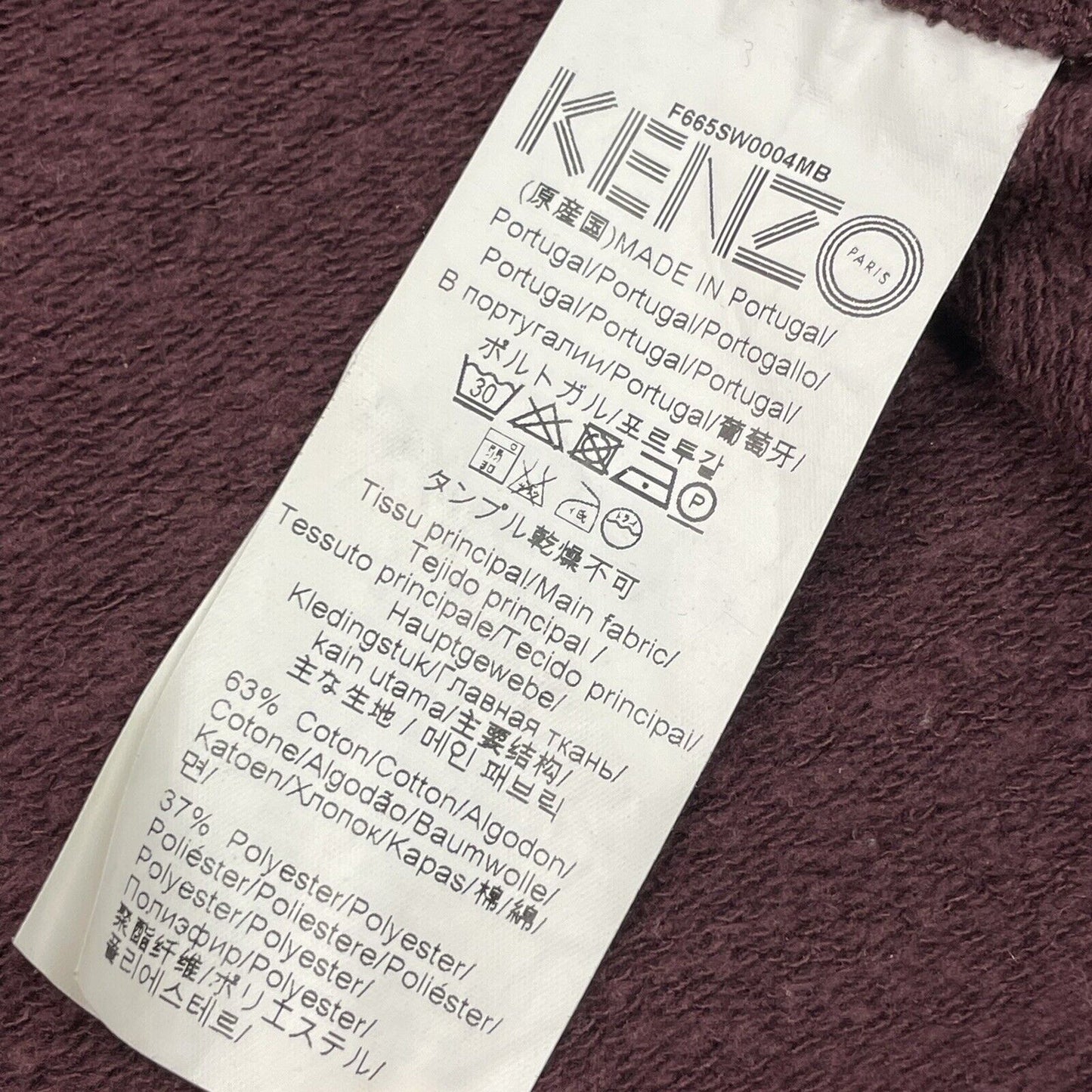 AW16 Kenzo Cut & Sew Crew Neck Jumper Men’s Small Burgundy Red Made In Portugal