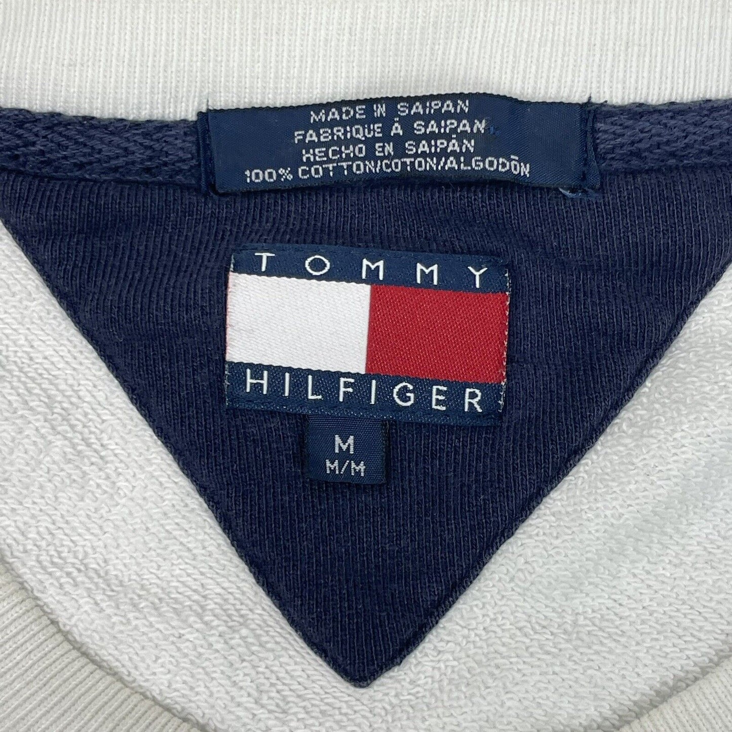 Vintage Tommy Hilfiger Crew Neck Jumper Men’s Medium White Embroidered 90’s