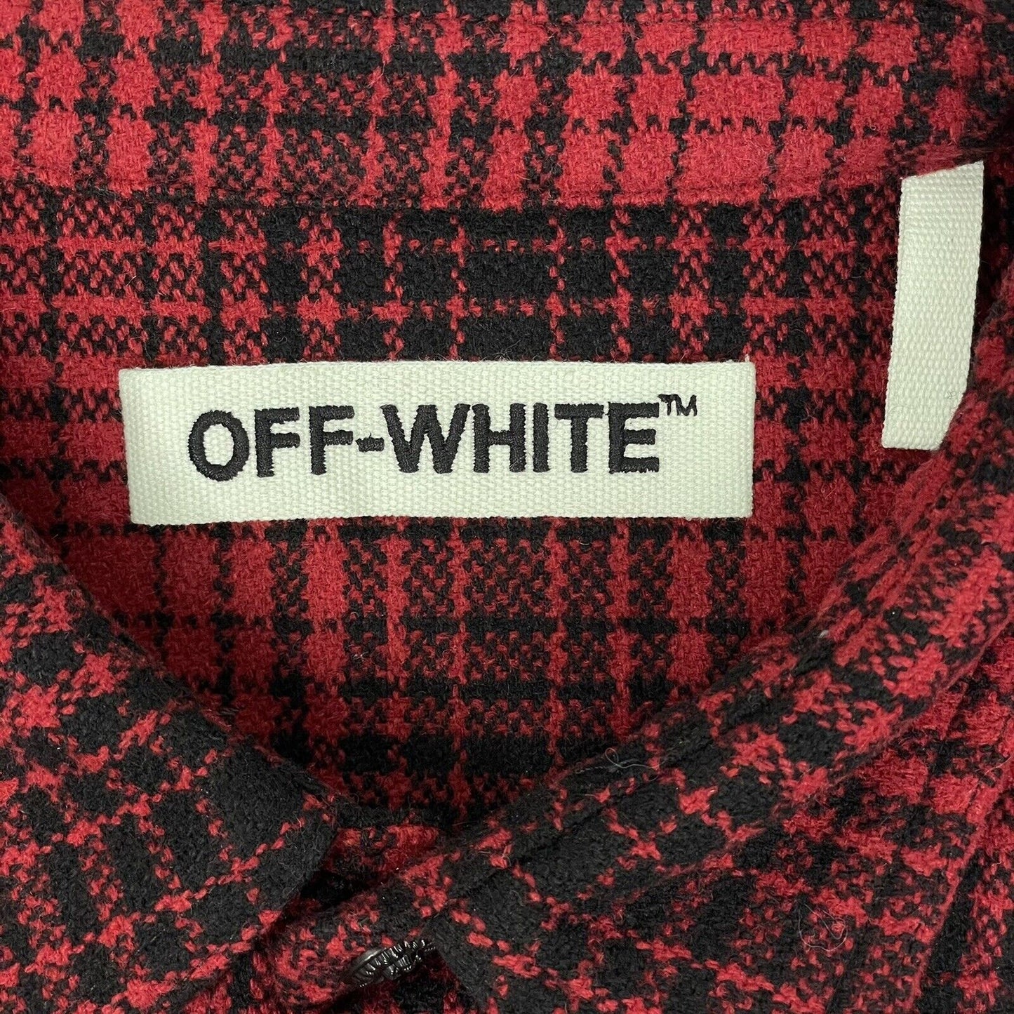 Off-White Diagonal Stripe Tartan Shirt Mens Medium Made In Italy Red And Black