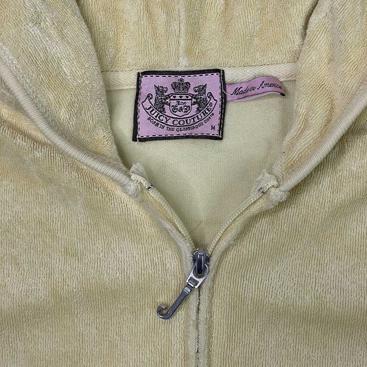 00’s Juicy Couture Yellow Hoodie Womens Medium Made In USA Rare Juicy Splendour