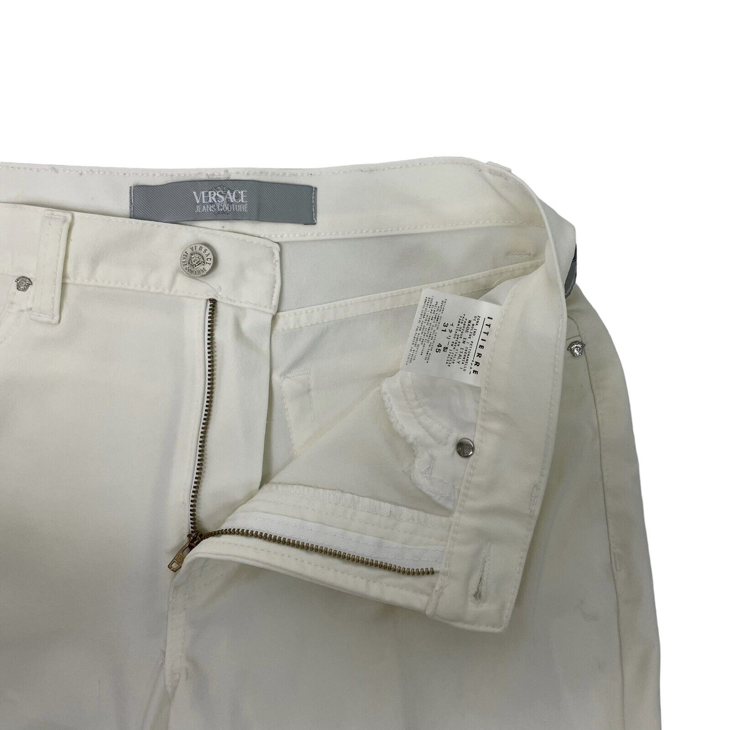 Vintage Versace Jeans Couture Trousers 28w 29l White Made In Italy