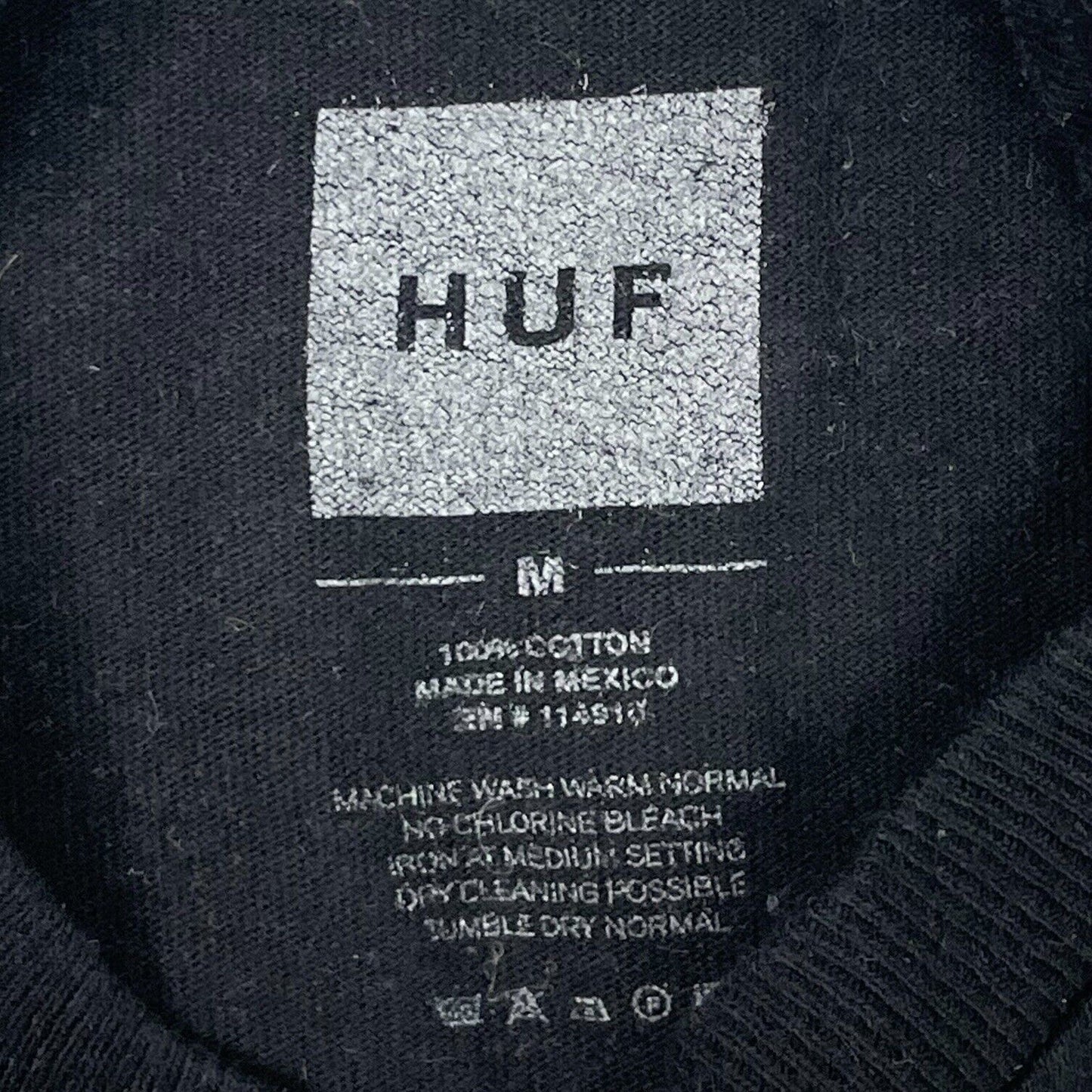 Huf Logo T-Shirt Mens Medium Black