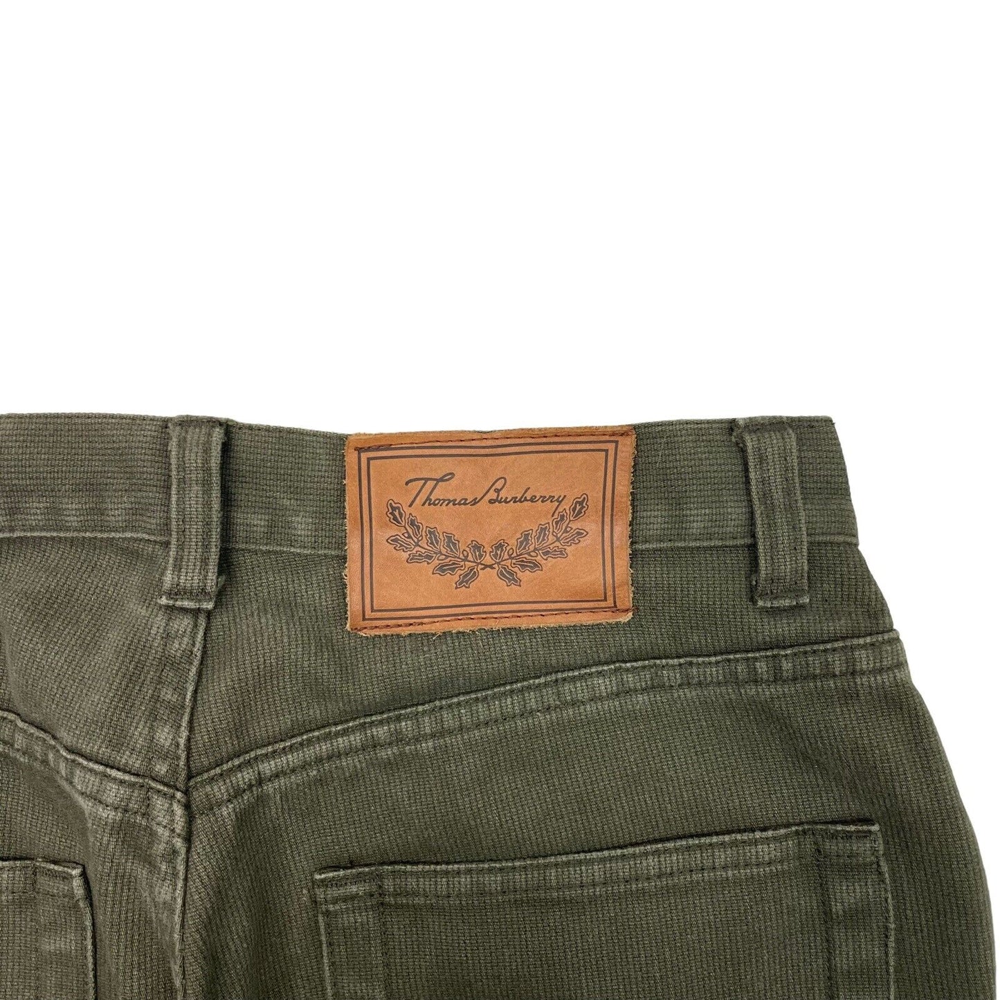 Vintage Thomas Burberry Slim Straight Trousers Green 28w 31l Made In Italy