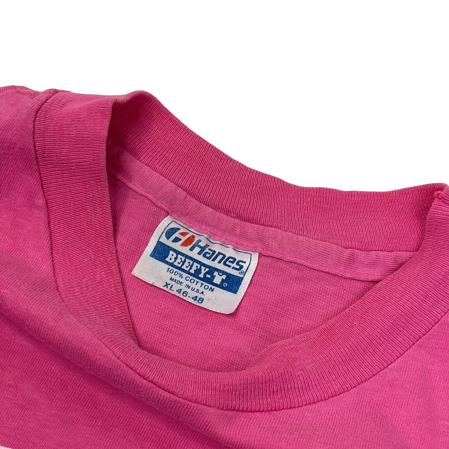 Vintage Muscle Slogan T-Shirt Mens XL Hanes Beefy-T Made In USA Hot Pink