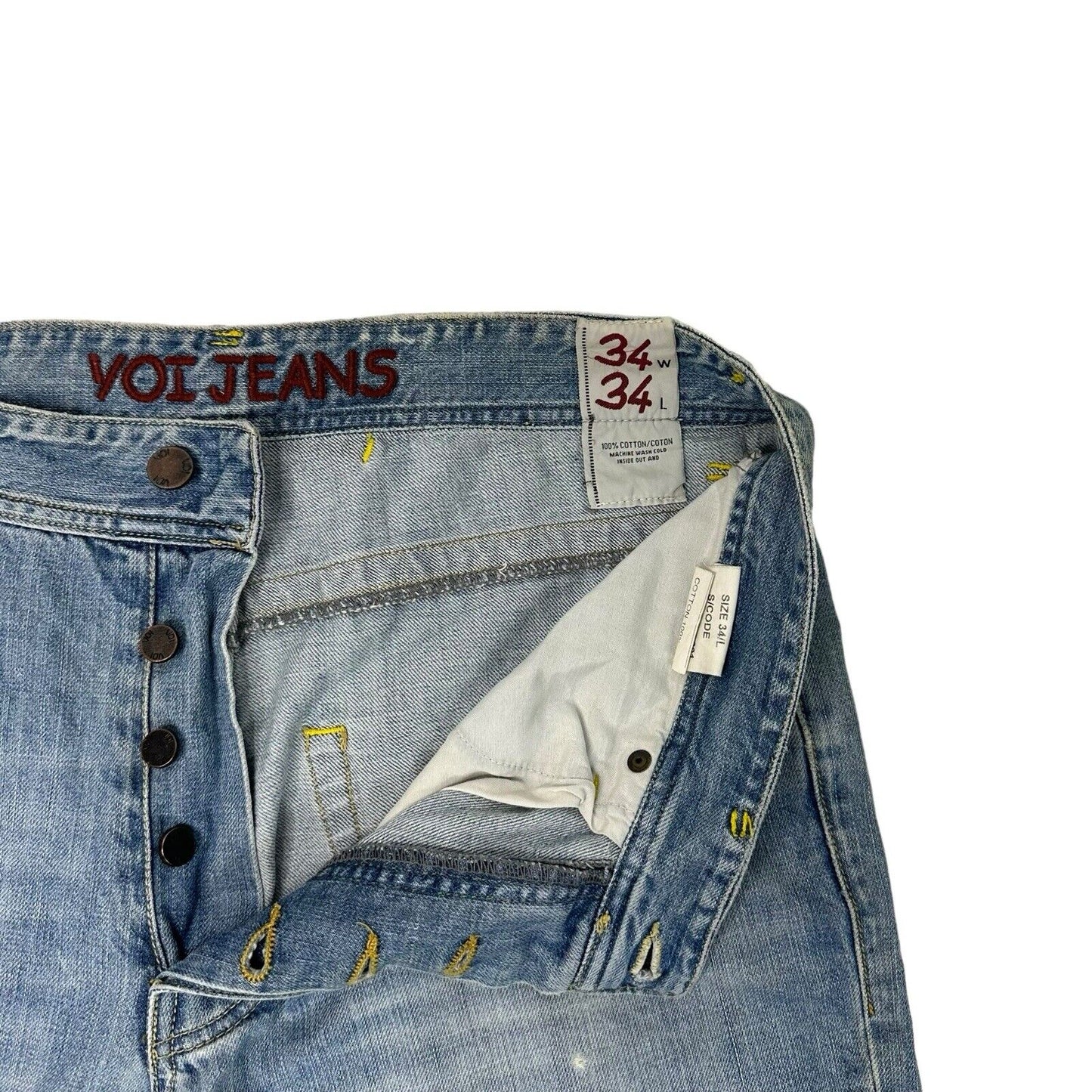 Vintage Voi Jeans Mens 34w 31l Blue Denim Distressed