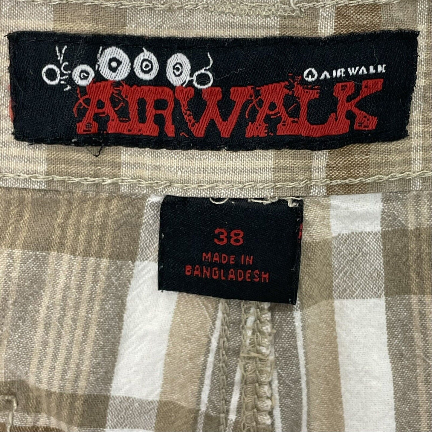 Vintage Airwalk Cargo Shorts Brown Check Mens 38w