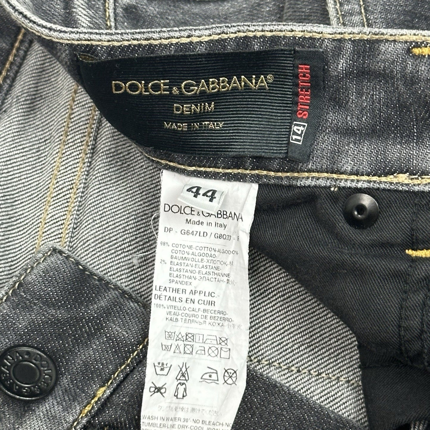 Dolce And Gabbana Jeans IT44 Men’s Black Denim Made In Italy Slim Fit Distressed