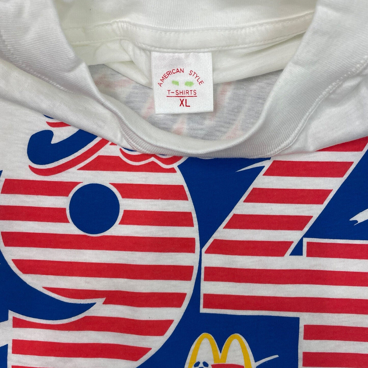 Vintage 1994 World Cup USA XL White T-Shirt McDonalds Sponsor Single Stitch