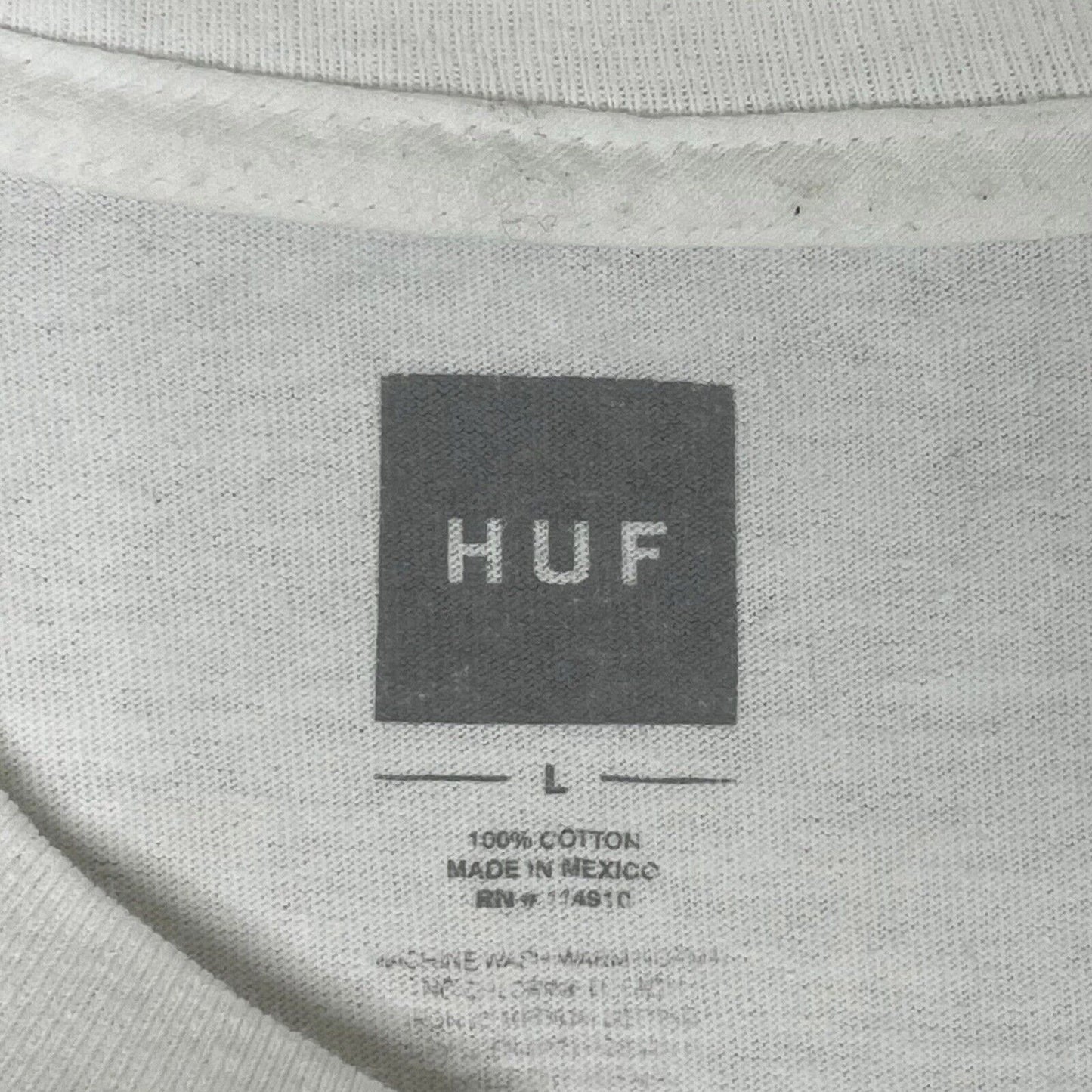 Huf Logo White T-Shirt Long Sleeve Mens Large