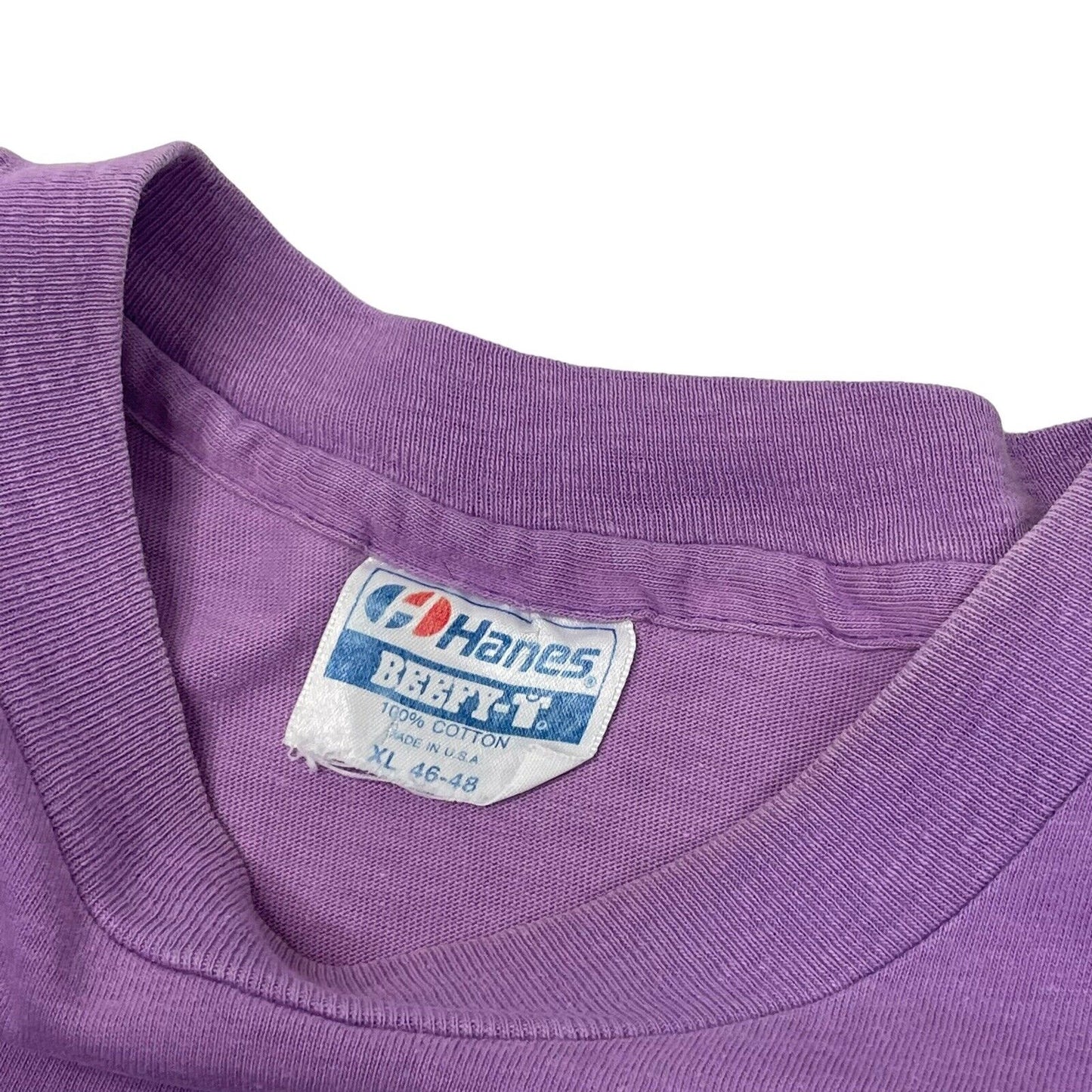 Vintage Muscle Slogan T-Shirt Mens XL Hanes Beefy-T Made In USA Purple