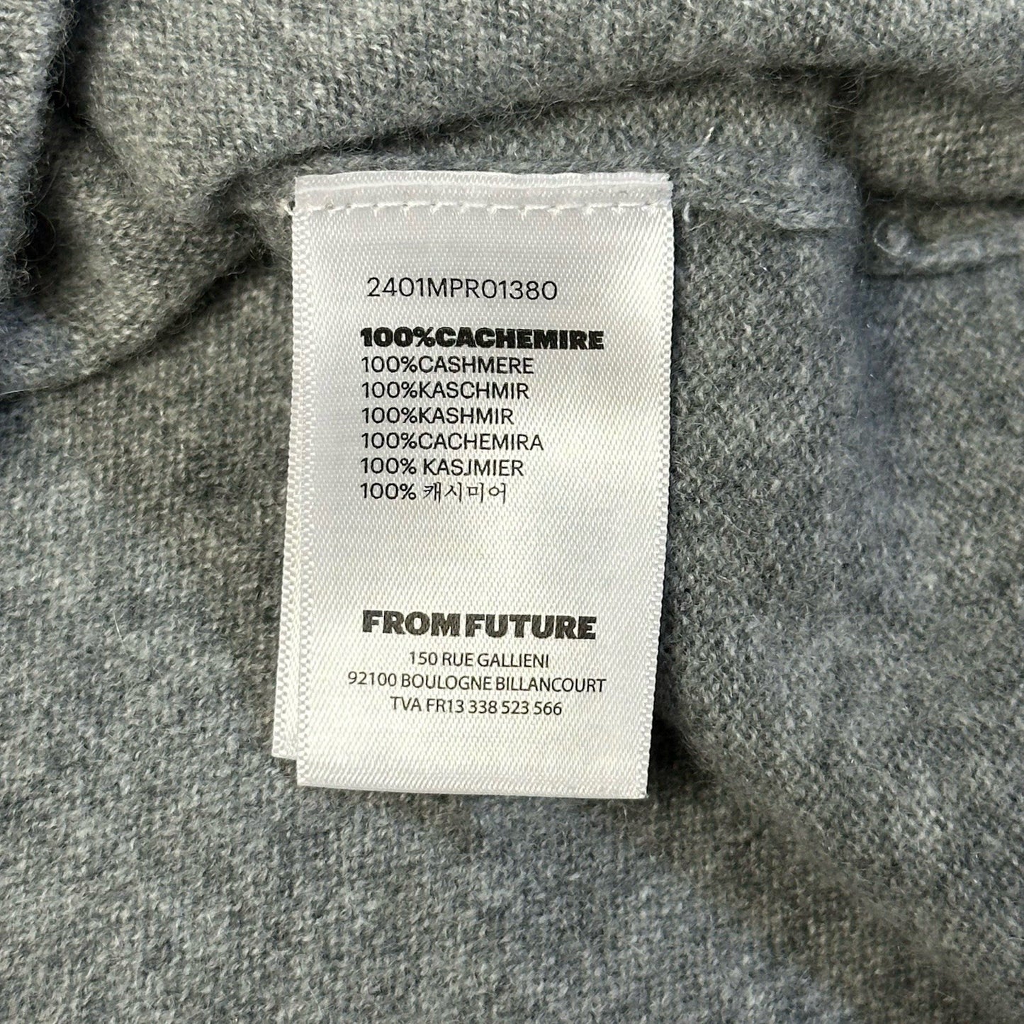 From Future Cashmere Sweater Grey Men’s Medium Line Detail