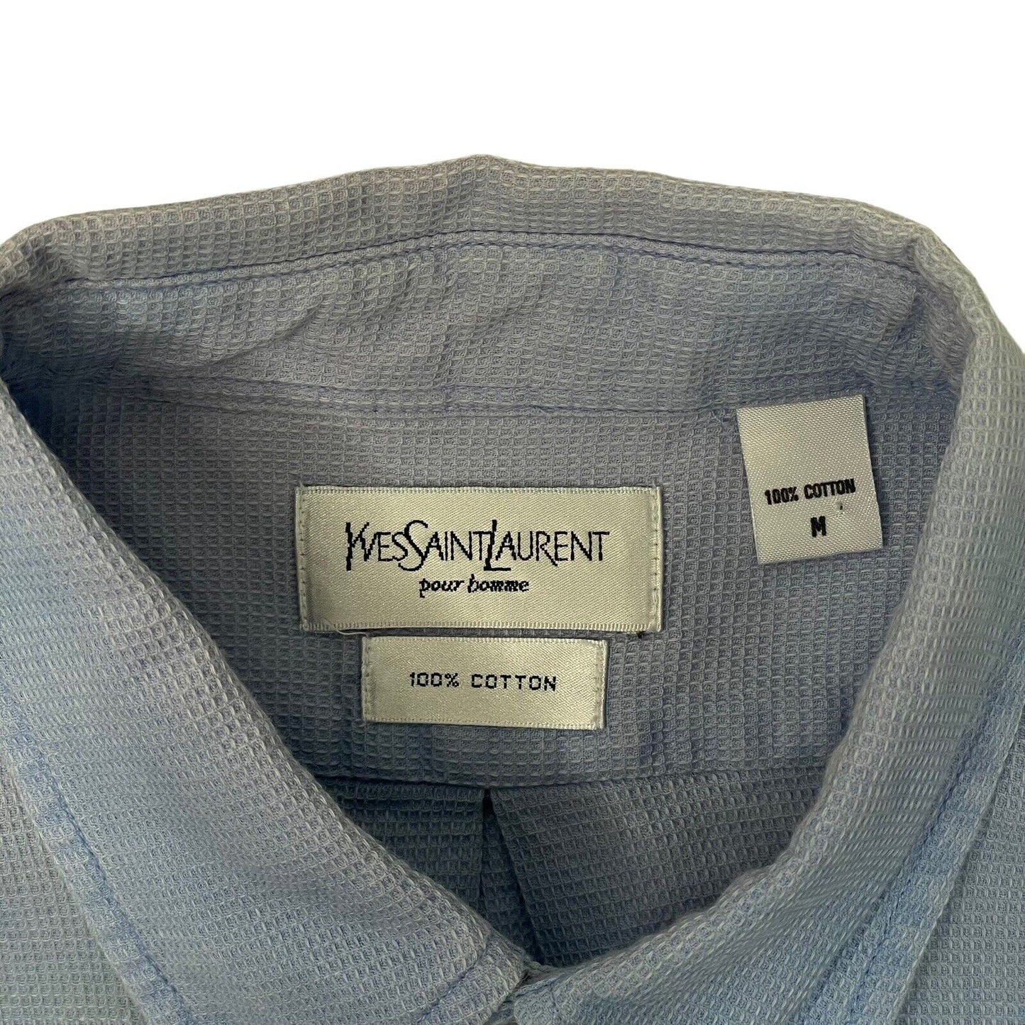 Vintage Yves Saint Laurent Shirt Blue Mens Medium