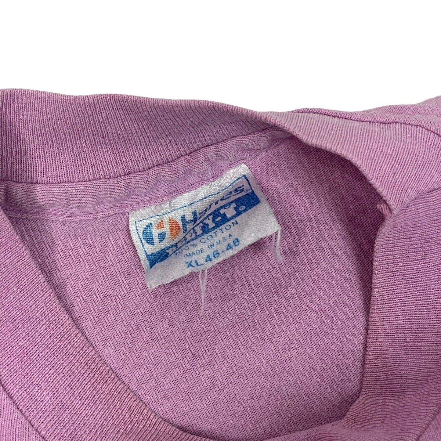 Vintage Muscle Slogan T-Shirt Mens XL Hanes Beefy-T Made In USA Lilac