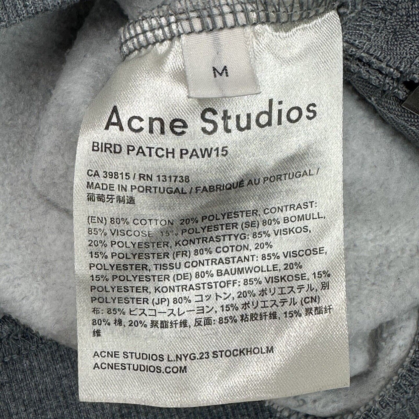 Acne Studios Cropped Logo Jumper Grey Womens Medium AW15