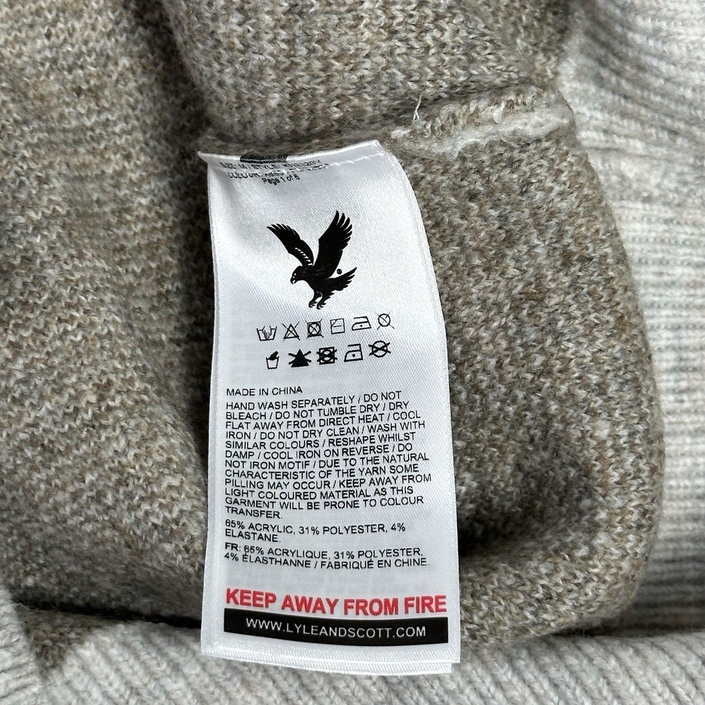 NWT Lyle & Scott Camo Jumper Men’s Medium Cream And Brown