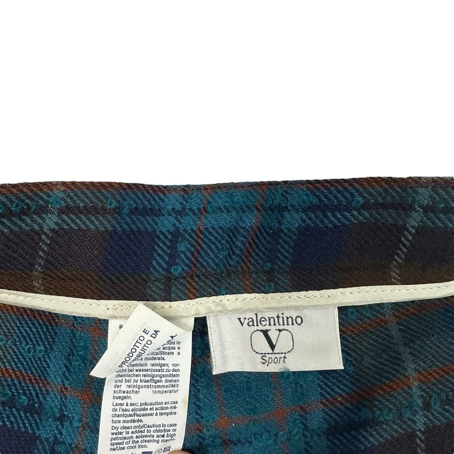 Vintage Valentino Sport Pleated Trousers 27w 30l Blue Tartan Made In Italy 80’s