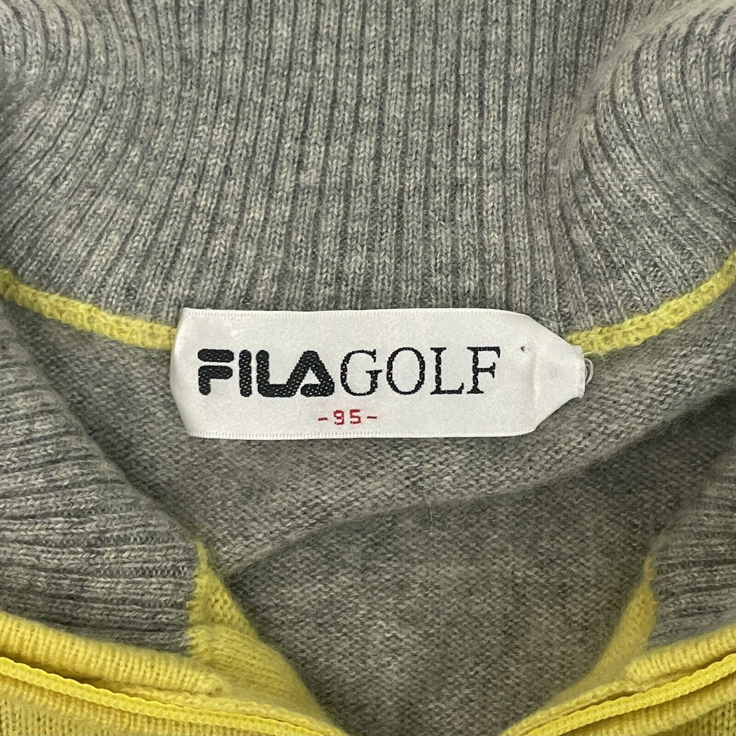 Fila Golf Zip Neck Jumper Womens Small Yellow Wool Blend