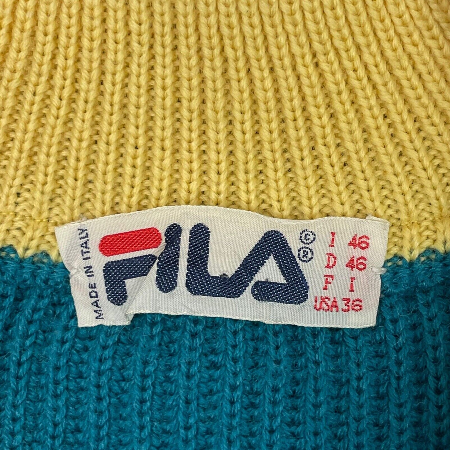 Vintage Fila Zip Neck Green Jumper Mens Small 80’s Sportswear Made In Italy