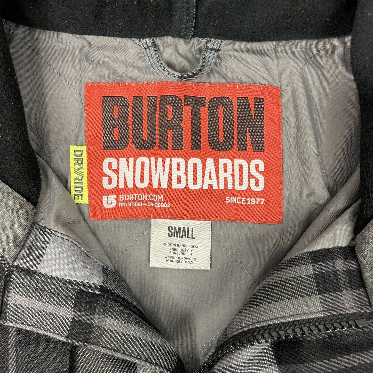 00’s Burton Snowboards MB Hackett Jacket Mens Small Grey Check