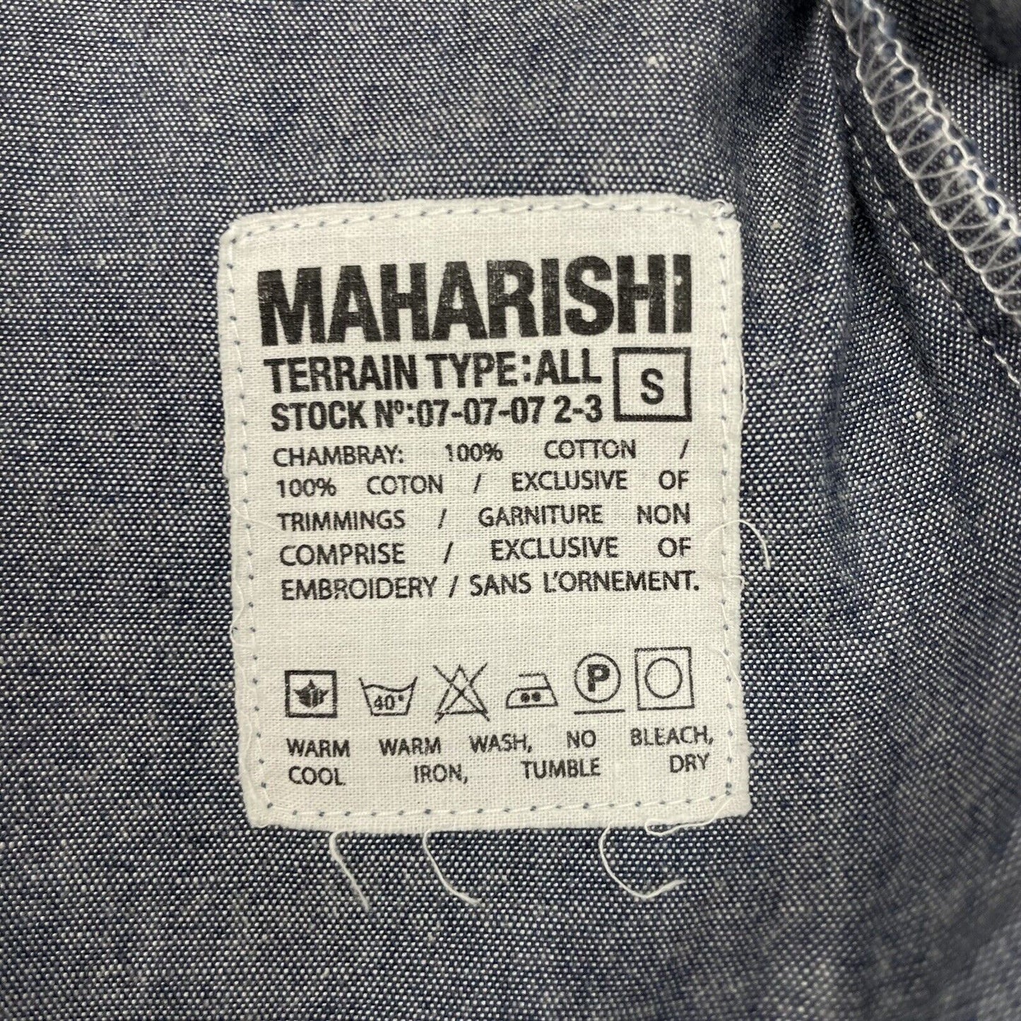 Vintage Maharishi Military Shirt Mens Small Blue Brushed Cotton