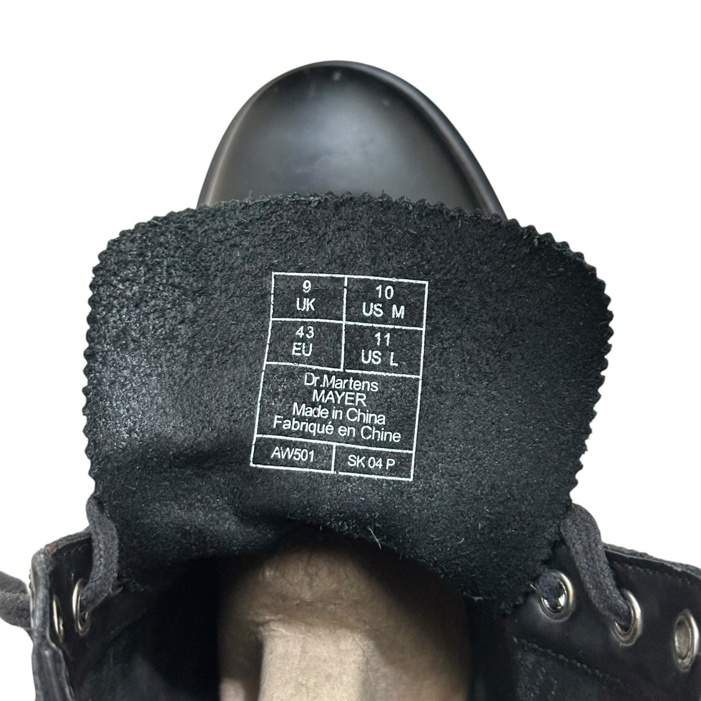 Dr Martens Mayer Boot UK9 EU43 Black Leather Unisex