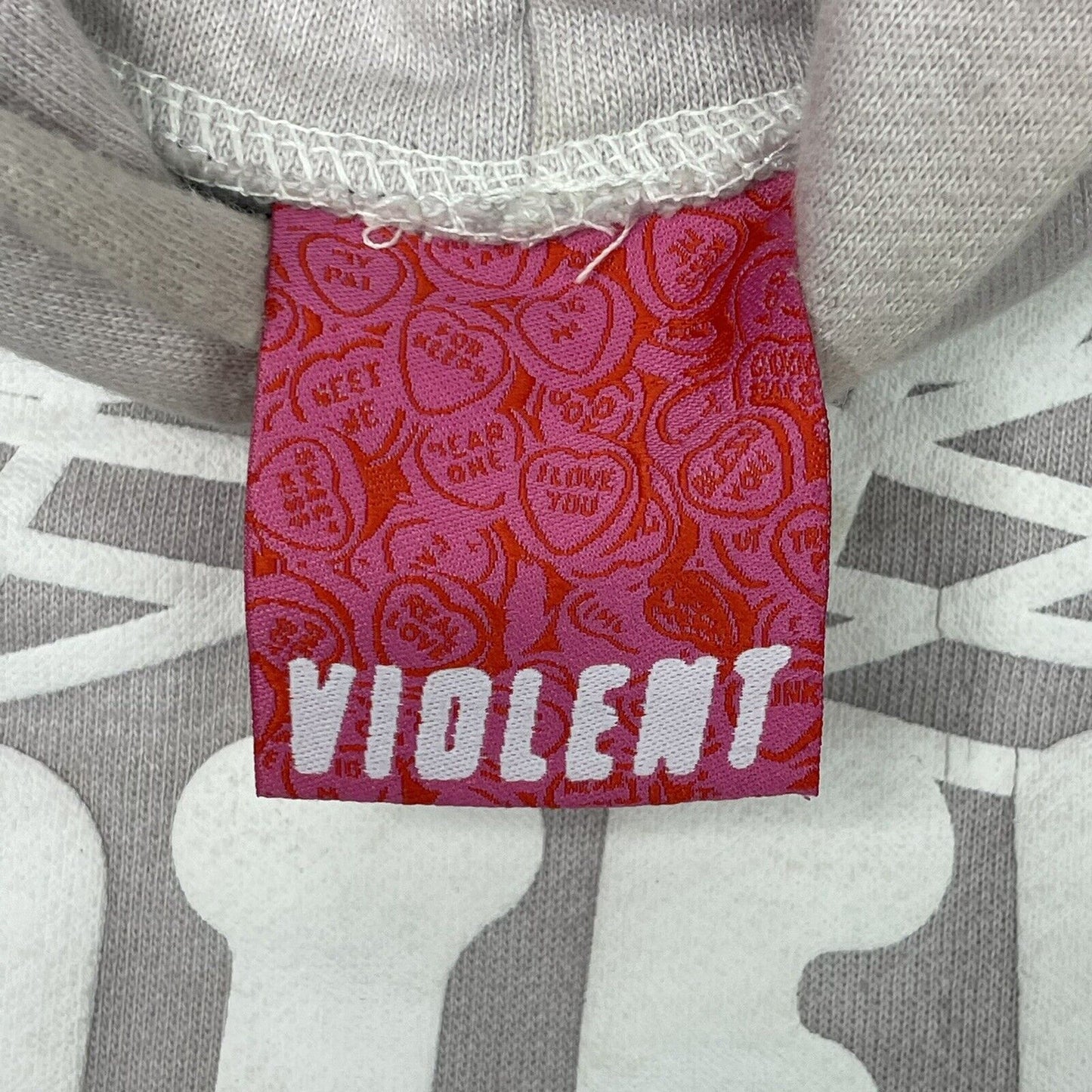 Violent Not Evil Boxy Logo Hoodie Mens Small Dusty Pink Overdye