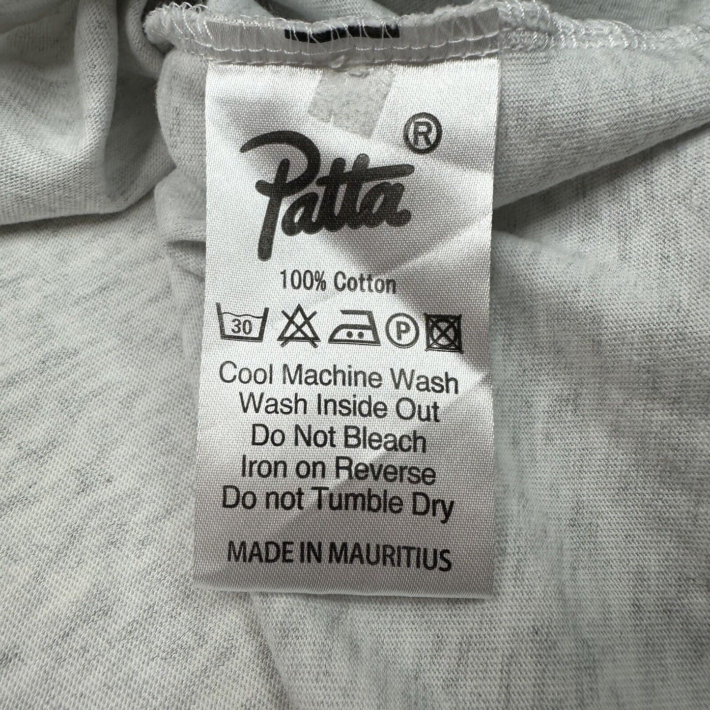 Patta Basic Script T-Shirt Mens Small Grey Embroidered Logo Short Sleeve