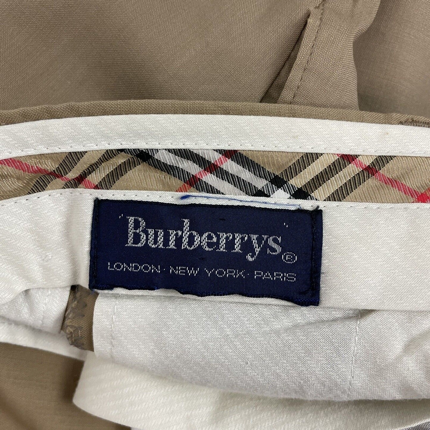 Vintage Burberry Pleated Trouser Mens 34w 29l Beige