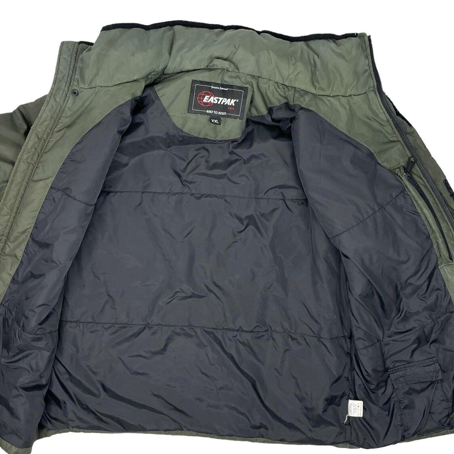 Vintage Eastpak Padded Jacket Khaki Green Mens XXL