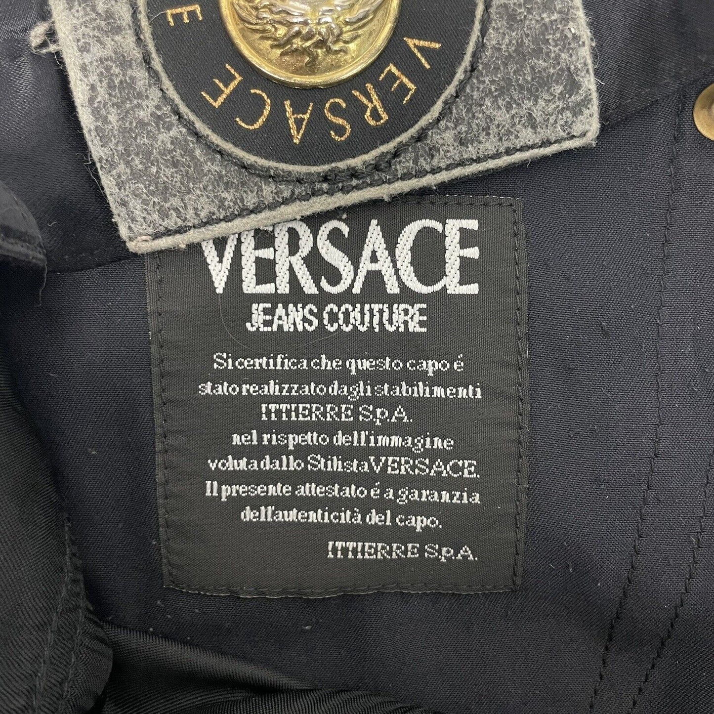 Vintage Versace Jeans Couture Black Satin Trousers 25w 28l Made In Italy