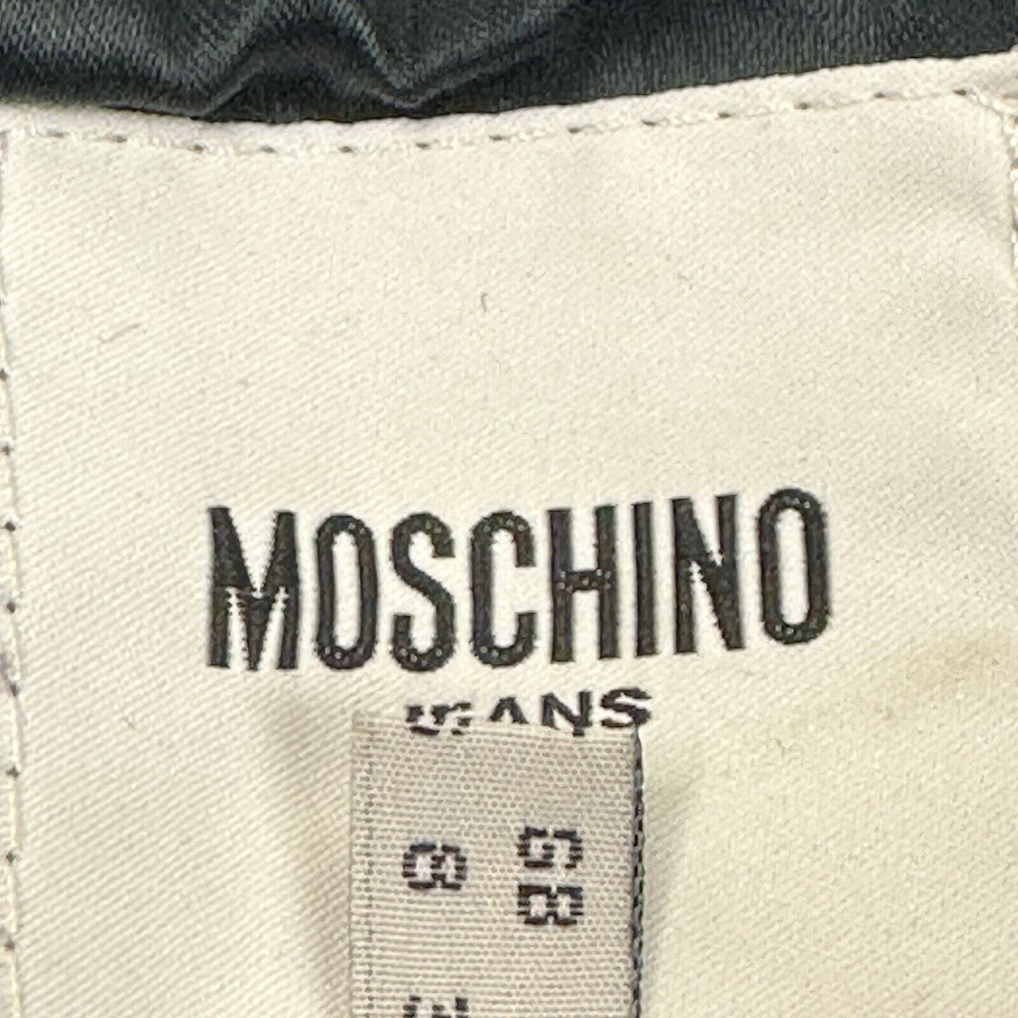 00’s Moschino Cropped Jacket Womens UK8 Houndstooth Black And White Wool