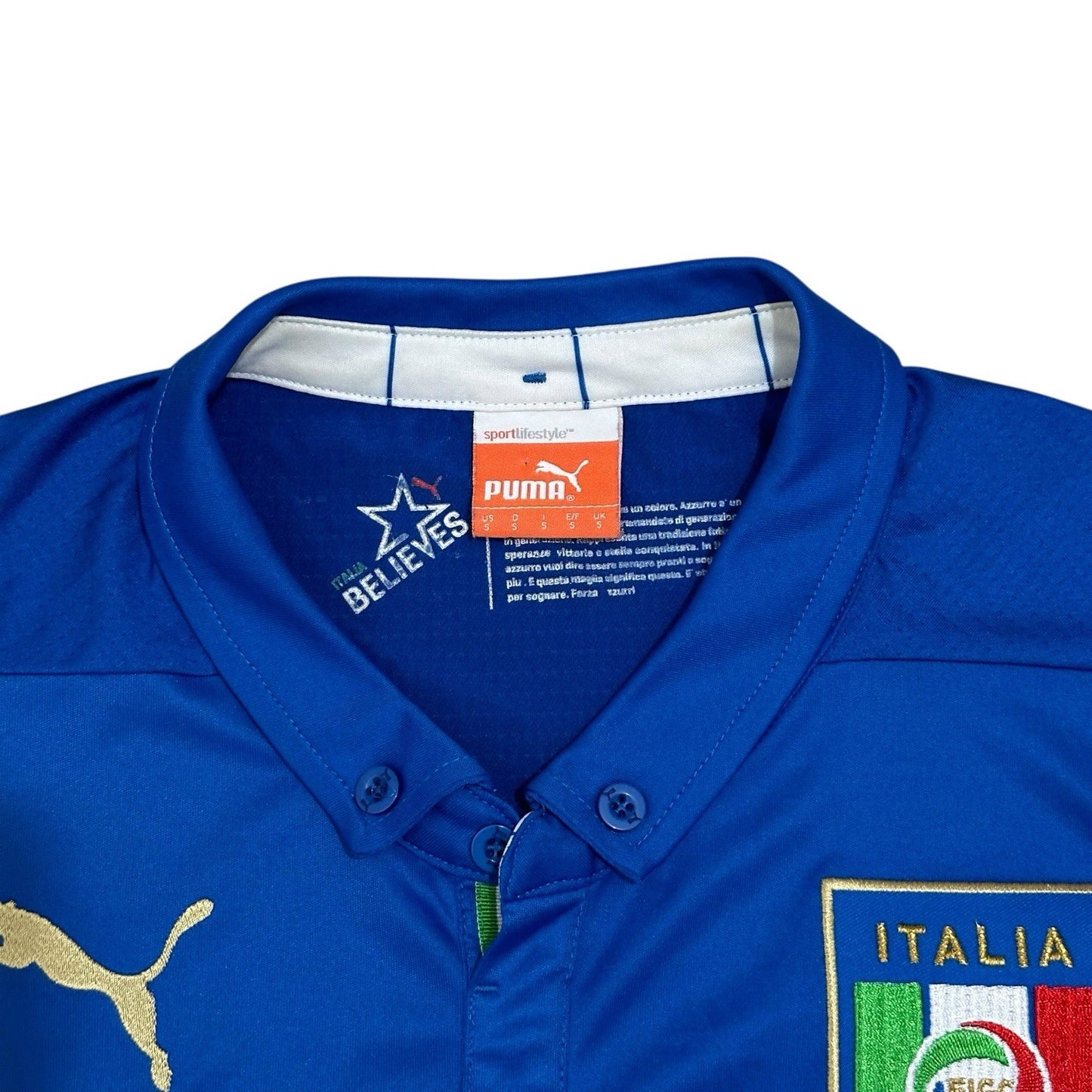2014-2015 Italy Puma Football Shirt Men’s Small Blue With Patches