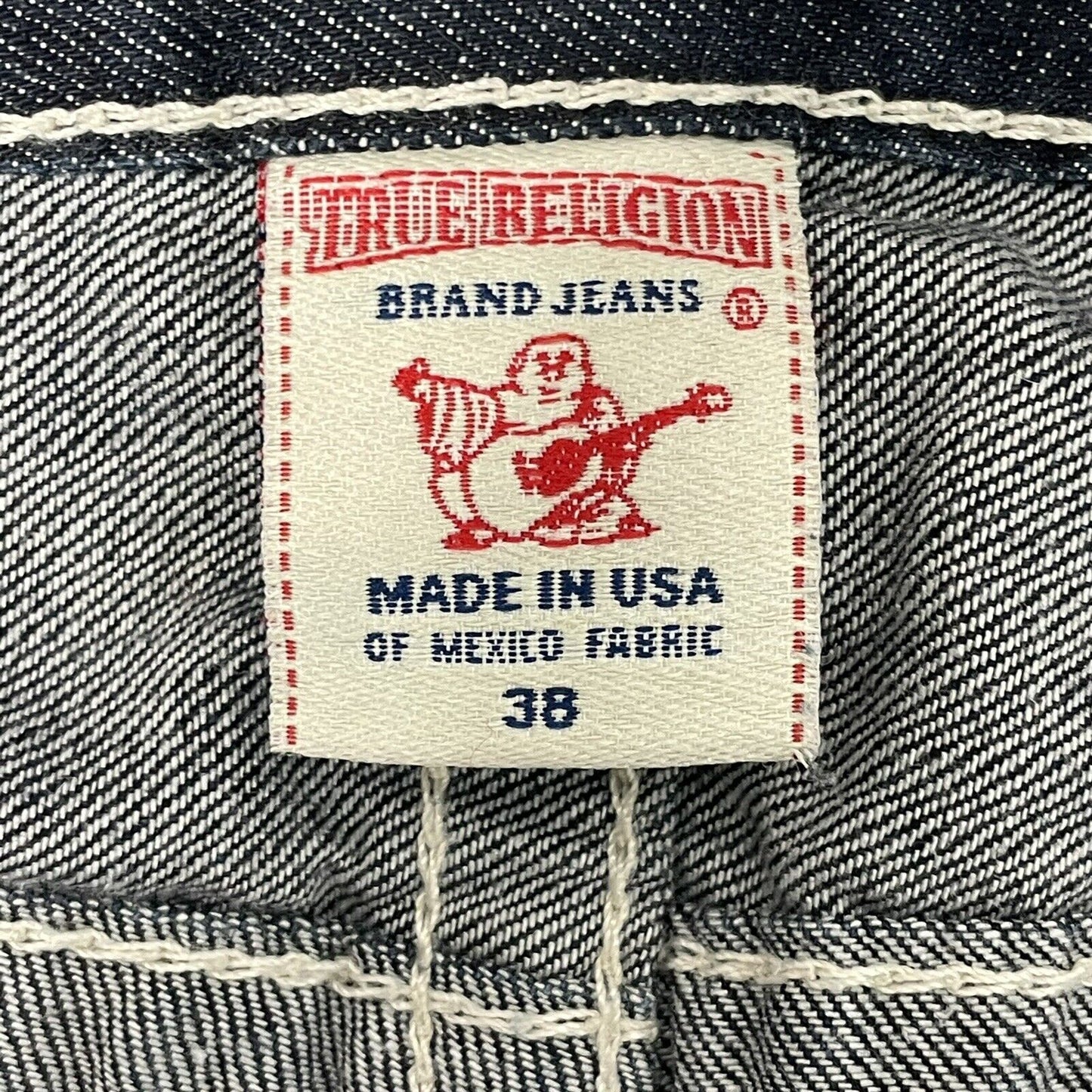 00’s True Religion Straight Leg Jeans Mens 38w 34l Dark Blue Denim Made In USA