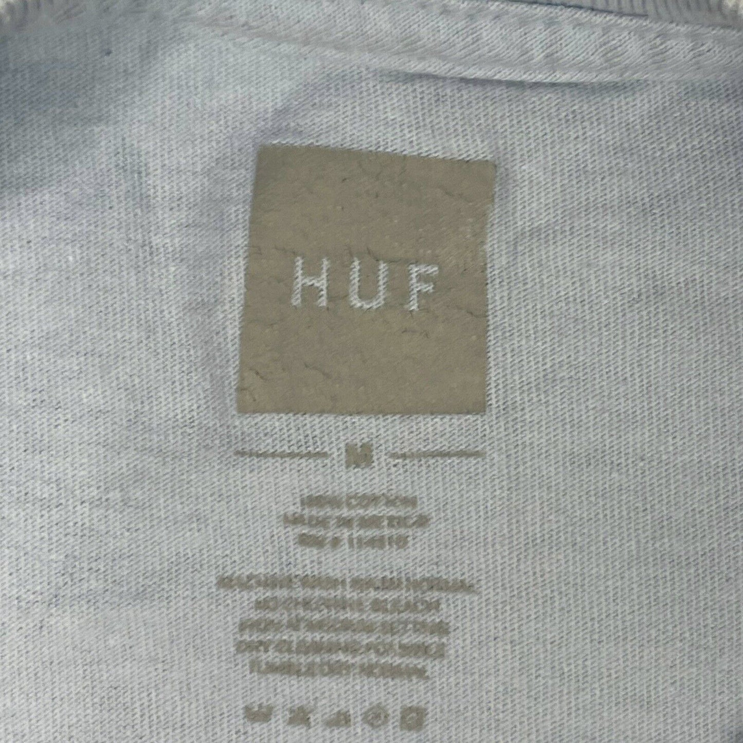 HUF Logo T-Shirt Baby Blue Long Sleeve Mens Medium