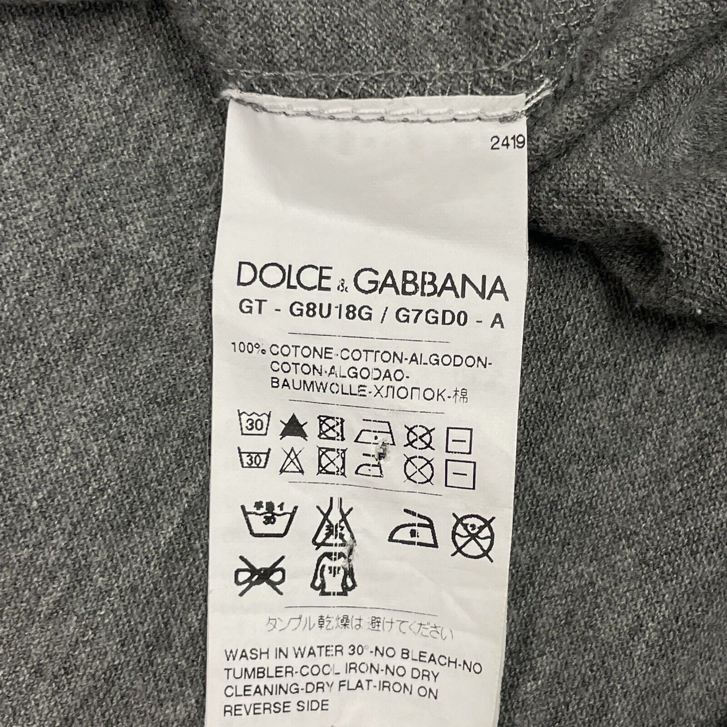 Dolce & Gabbana Gym Collection Grey Polo Shirt Mens Large