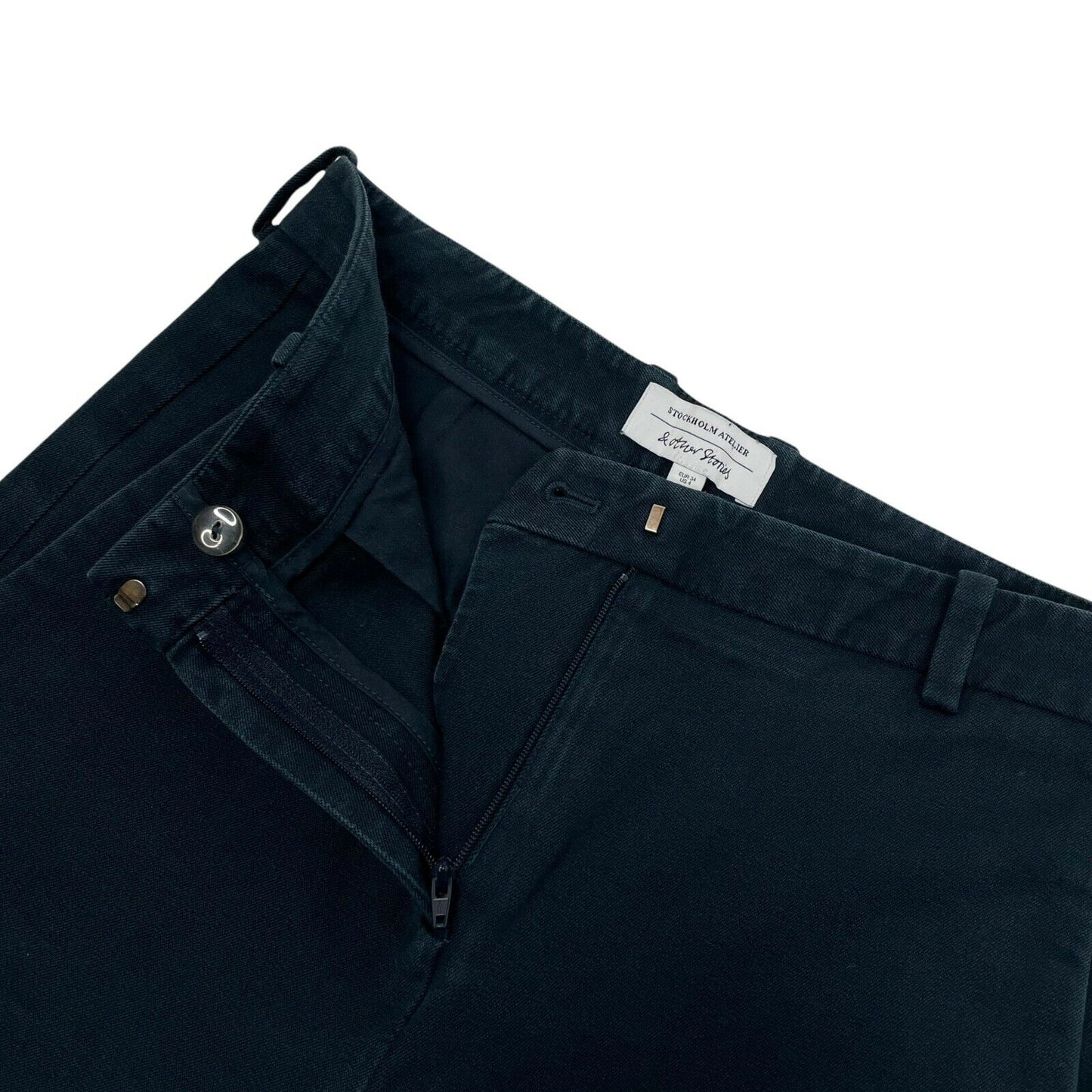 & Other Stories Skinny Fit Trousers Navy Blue Chino Style 28w 25l