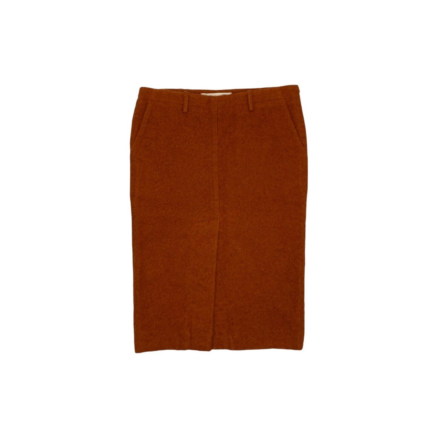 Marni Midi Skirt Boiled Wool Brown/Orange IT40 31w Made In Italy