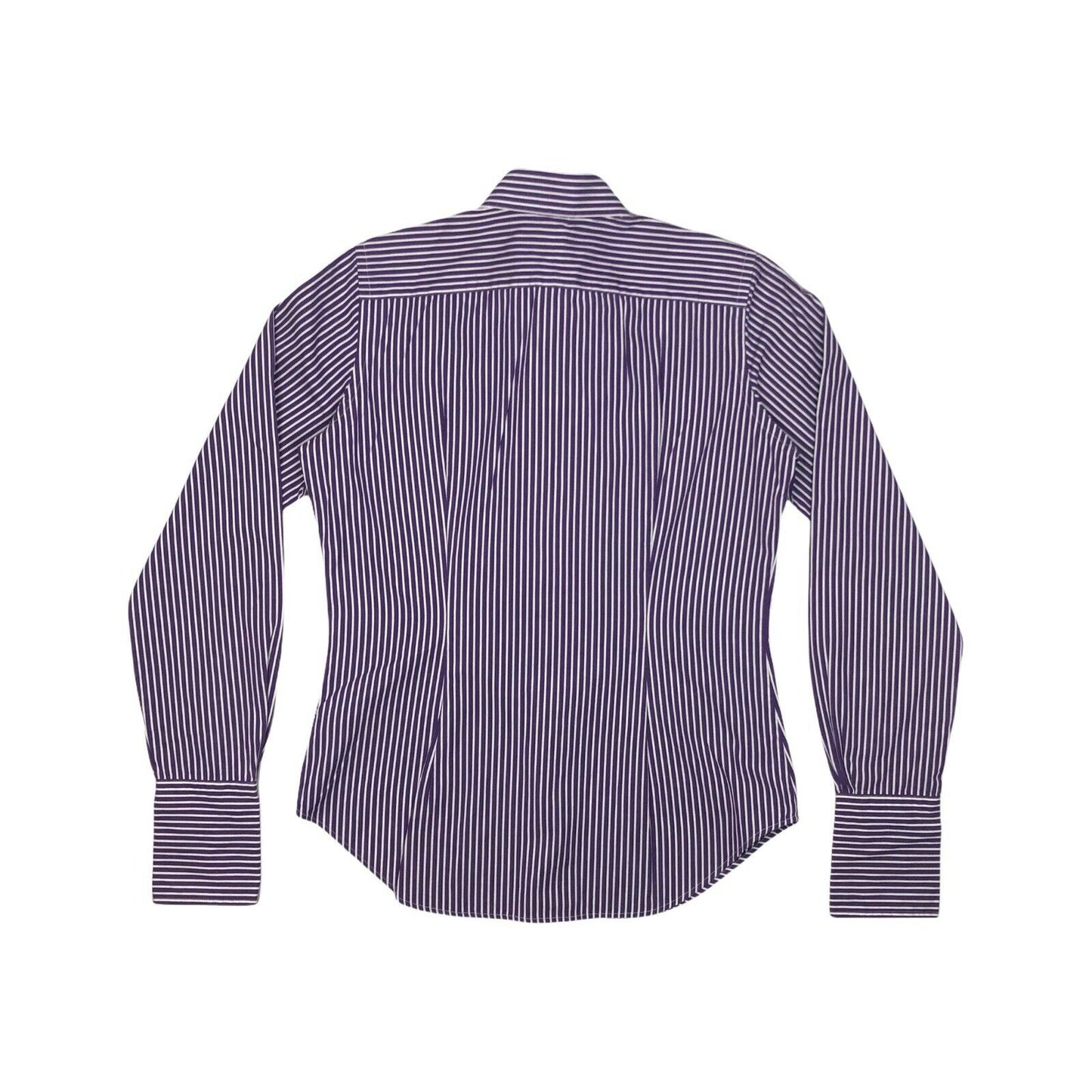 y2k Lauren Ralph Lauren Ruffled Shirt Womens UK8 Striped Purple And White