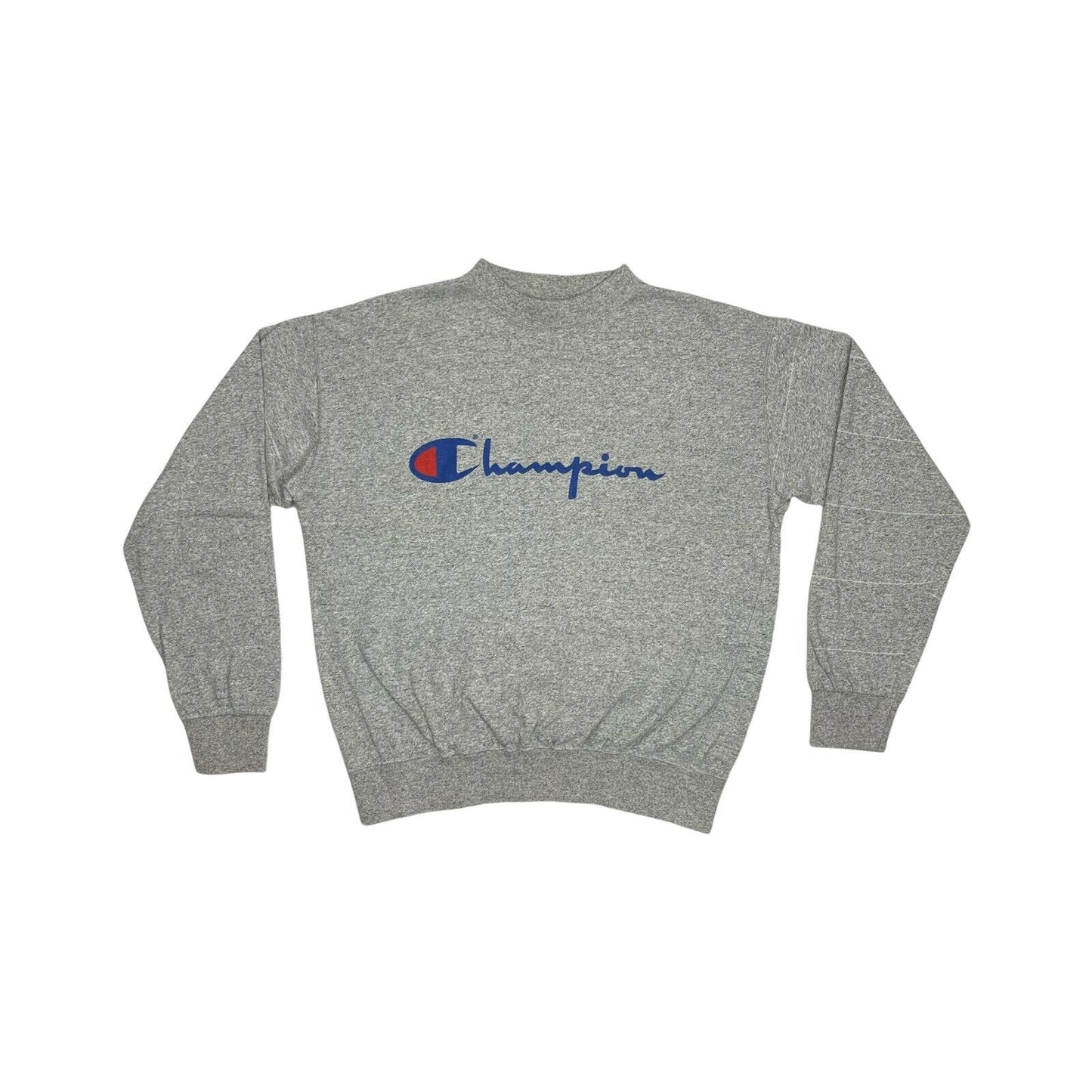 Vintage Champion Logo Mock Neck Jumper Mens Medium Grey Made In Italy