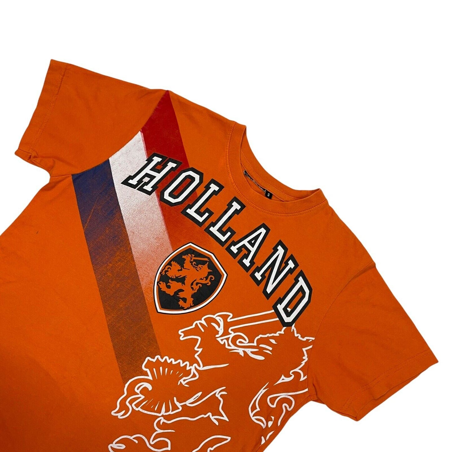 Vintage Holland Netherlands T-Shirt Mens Small Orange Graphic Print Football