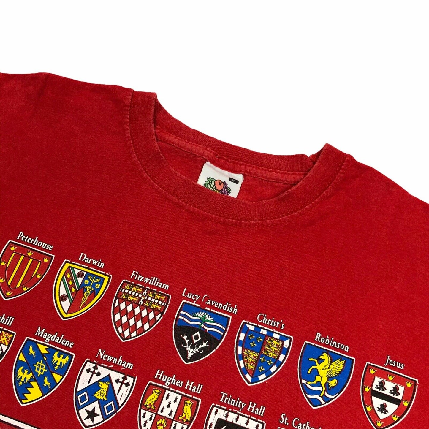 Vintage Cambridge College Crest T-Shirt Red Mens Medium Long Sleeve