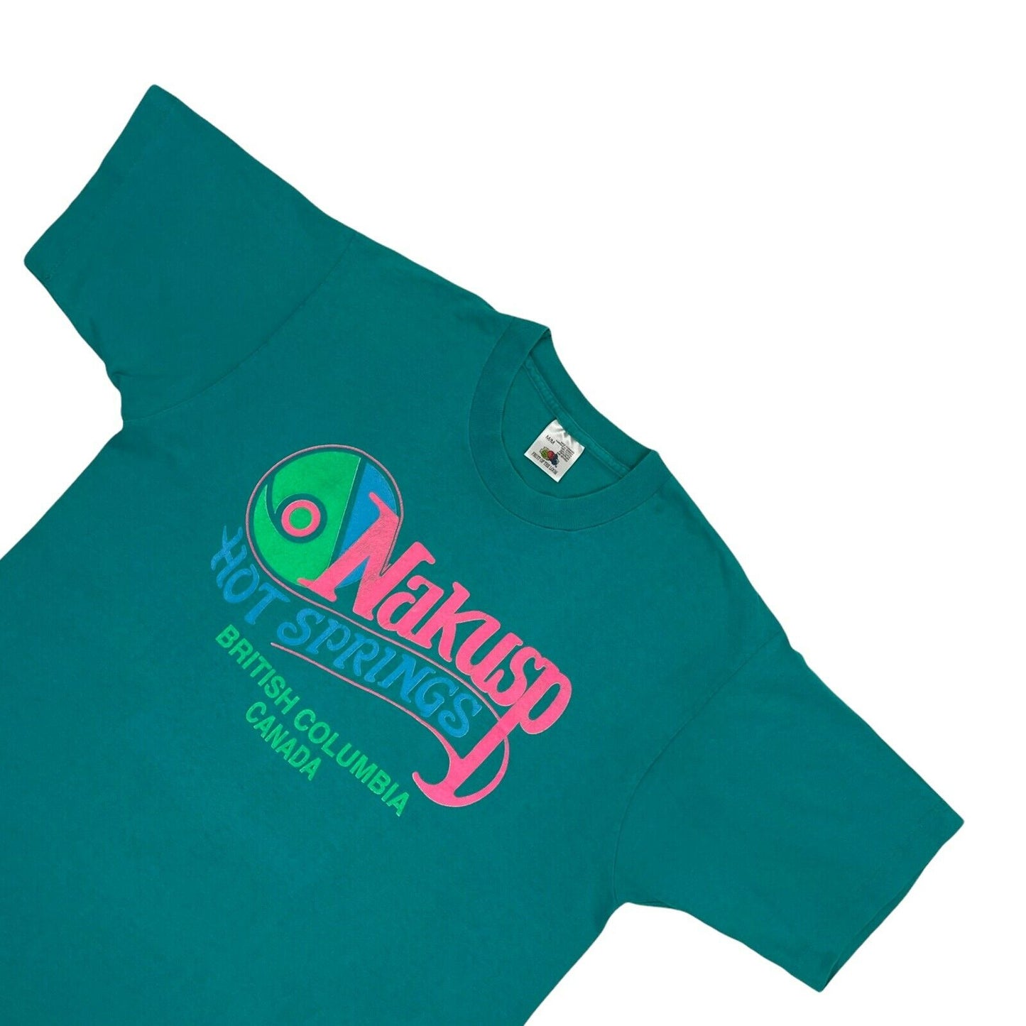 Vintage Nakusp Canada T-Shirt Men’s Medium Teal Fruit Of The Loom 90’s