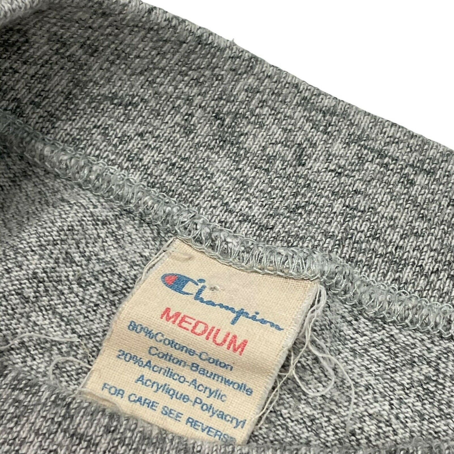 Vintage Champion Logo Mock Neck Jumper Mens Medium Grey Made In Italy