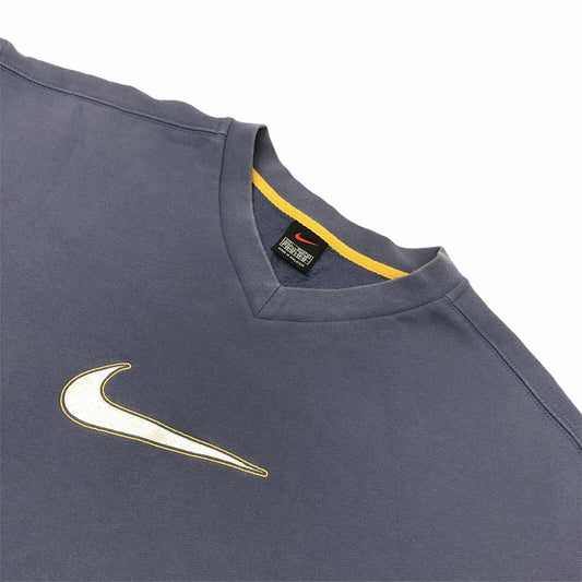 Vintage Nike Sweater Men's Large Navy Blue Embroidered Swoosh V-Neck Jumper