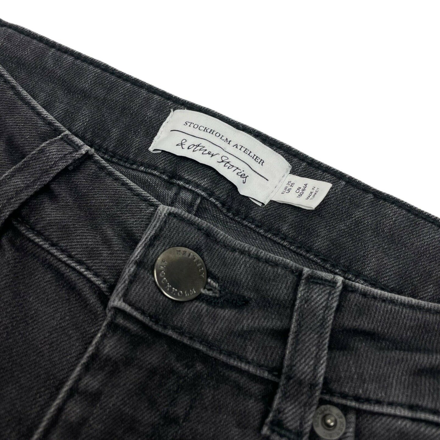 & Other Stories Skinny Fit Jeans Grey 25w 25l Raw Cut Ankle