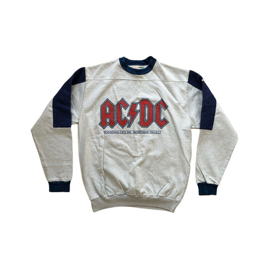 Vintage 1988 ACDC Crewneck Jumper Mens Medium Grey Blue Stedman