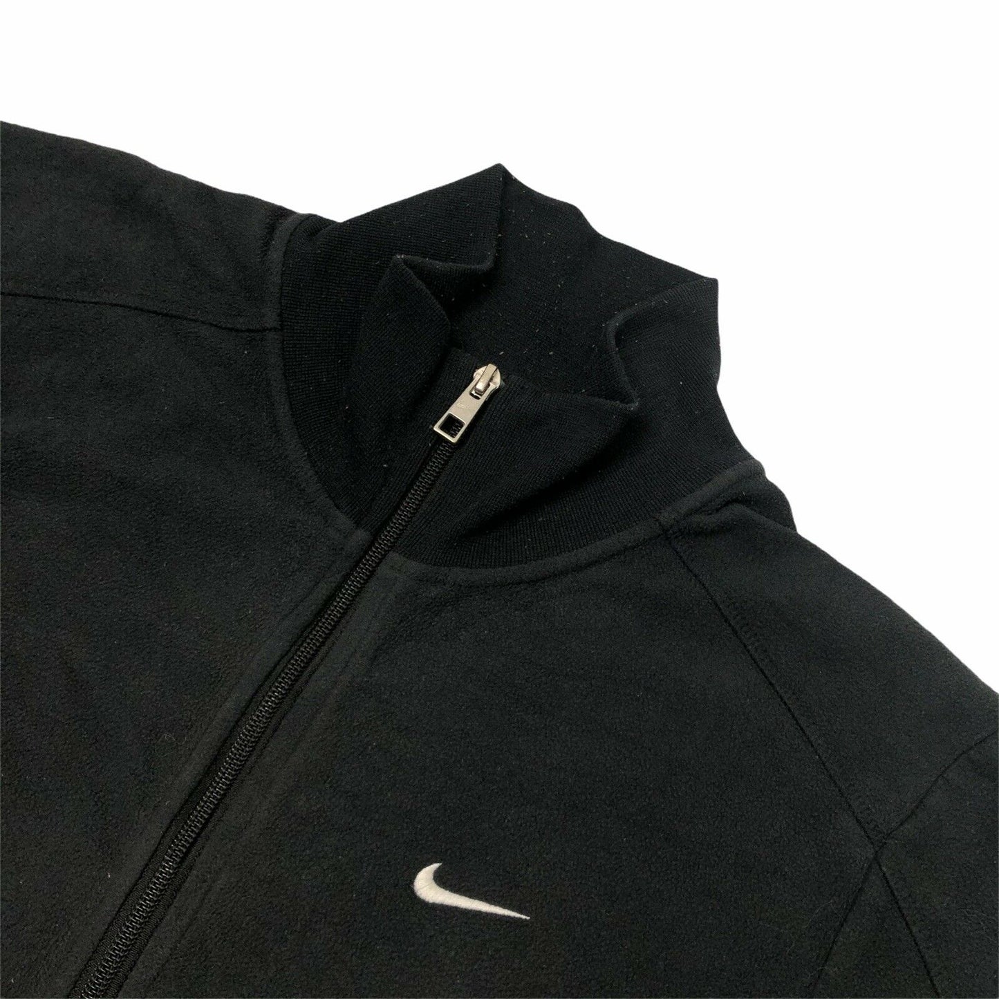 y2k Nike Black Zipped Fleece Mens Small Embroidered With Pockets Sportswear