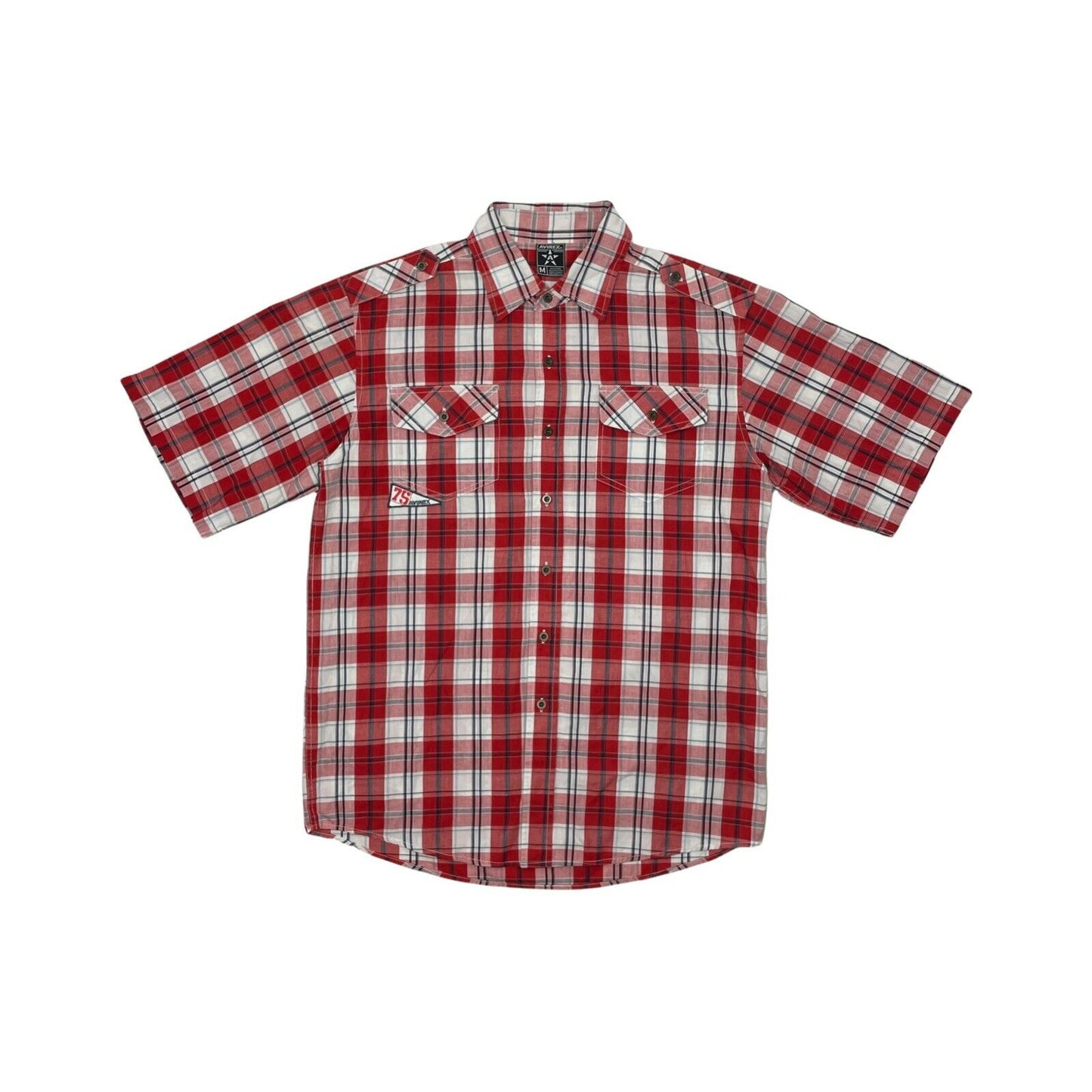 00’s Avirex Check Shirt Mens Medium Red White Blue