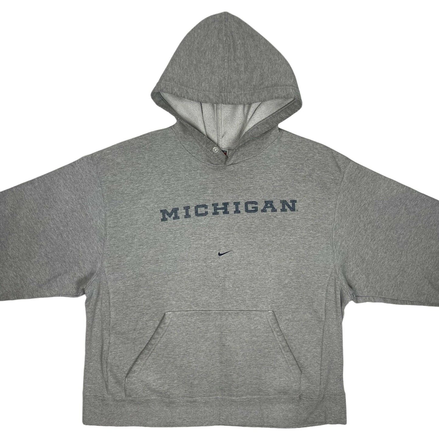 Vintage Nike Hoodie Centre Mini Swoosh Mens XL Grey Embroidered Michigan