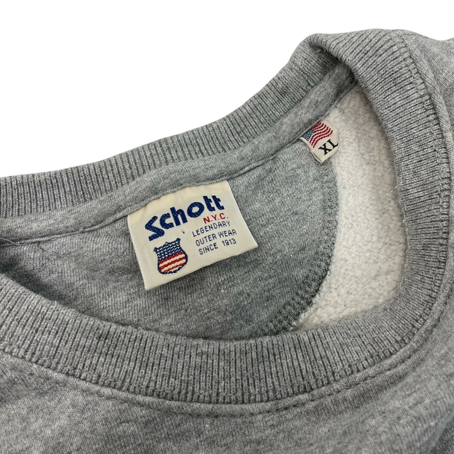 Vintage Schott Crew Neck Jumper Grey Men’s All State USA Graphic Print